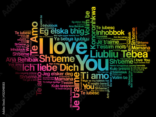love words "I love you" in all languages of the world, words cloud