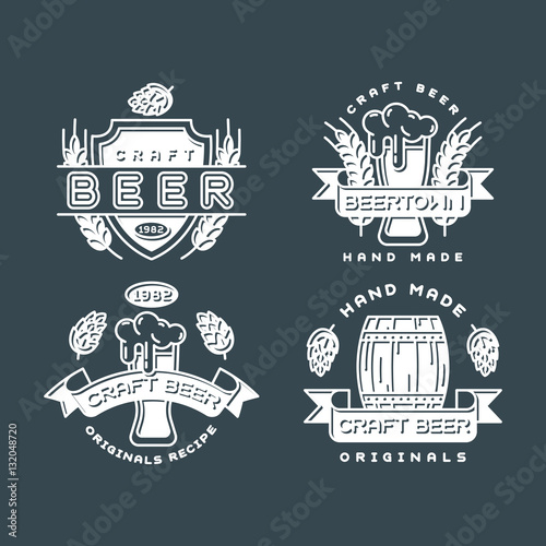 Craft beer bages vector set.