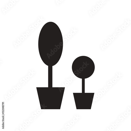 Flat icon in black and white flowerpots