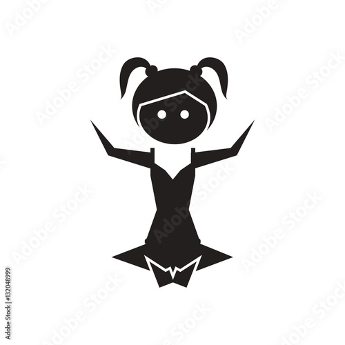 Flat icon in black and white yogi girl