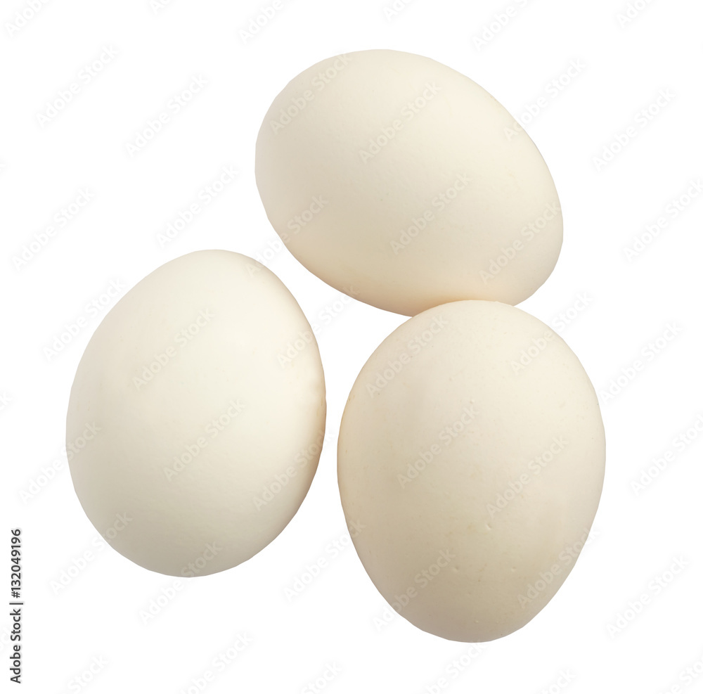 Three White Eggs Isolated On White Three White Eggs Isolated On White