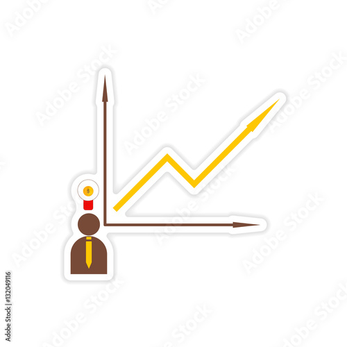 stylish sticker on paper Man and graph