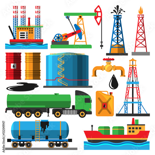 Oil extraction transportation vector illustration