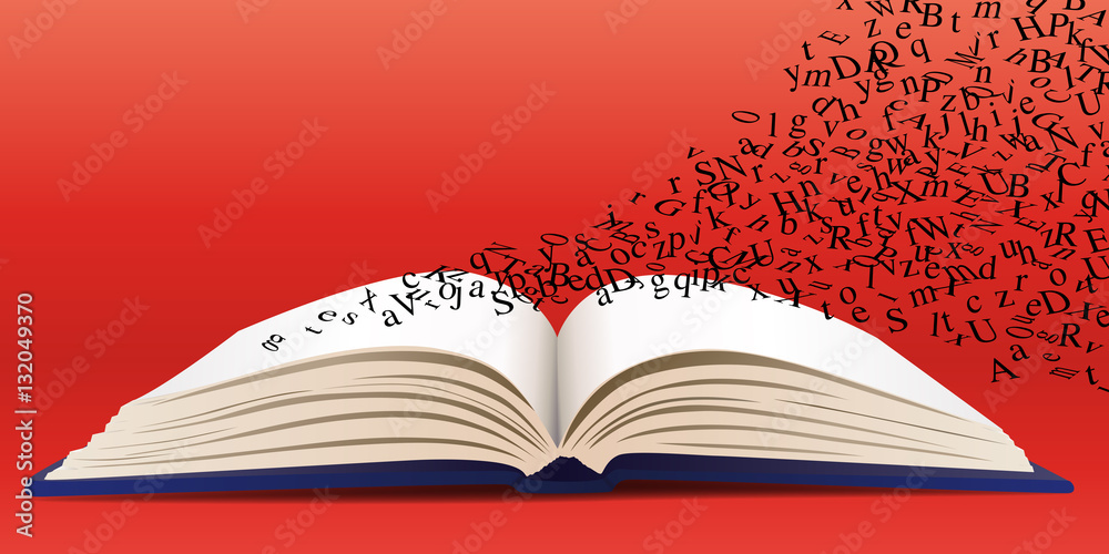 Livre Ouvert Lettres Litterature Envole Stock Vector Adobe Stock