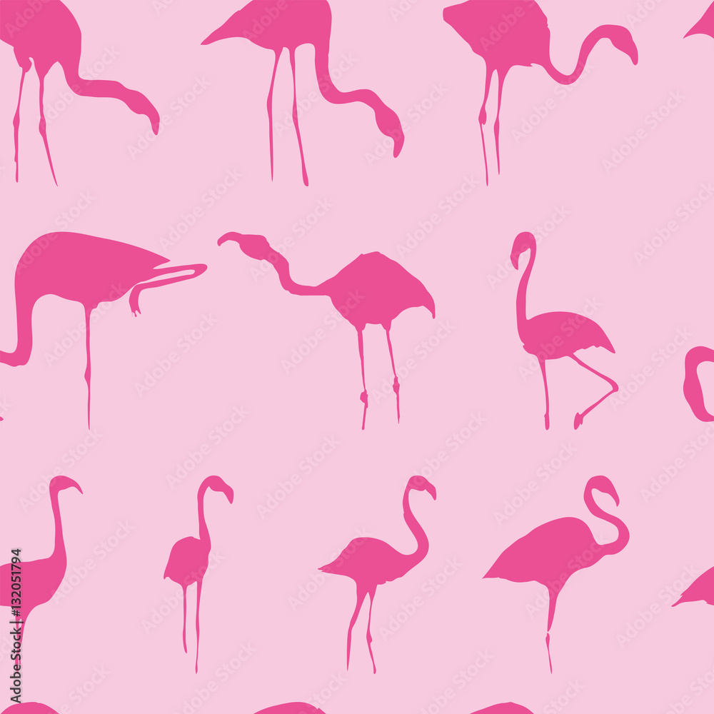 Fototapeta premium Silhouette of flamingos seamless pattern