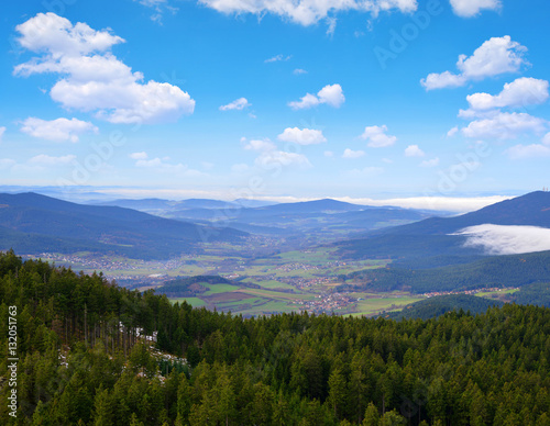 View from mountain Grosser Osser in National park Bavarian forest, Germany.