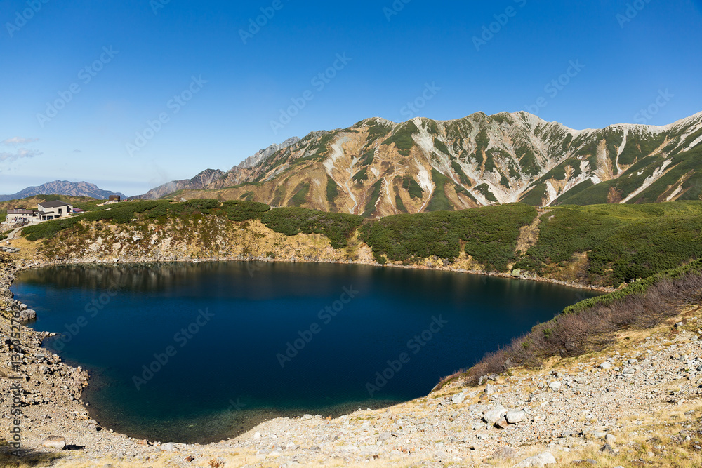 Mikurigaike pond in the Tateyama mountain range in Toyama