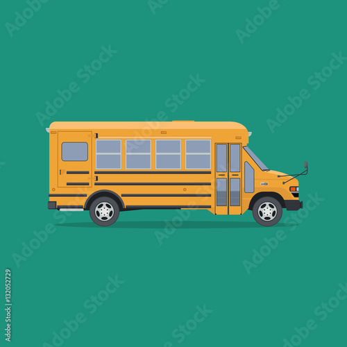 Isolated school bus in flat style. Side view.