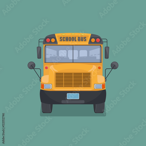 Isolated school bus in flat style.Front view.