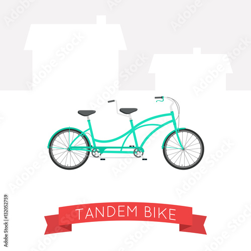 Vector illustration of tandem bike in flat style.