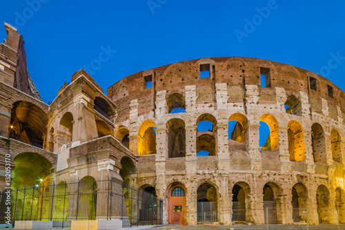 Dusk view of Colosseum in Rome, Italy