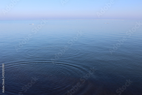 Clear water surface lake with concentric circles of water