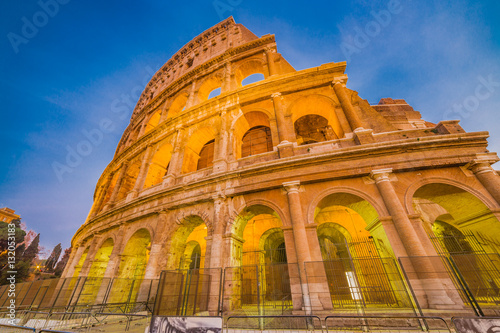Dusk view of Colosseum in Rome, Italy