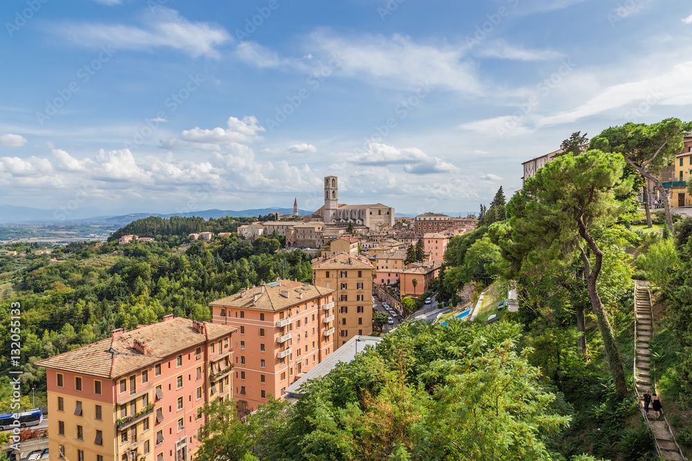 Perugia, Italy. View of the city. The Basilica of San Domenico