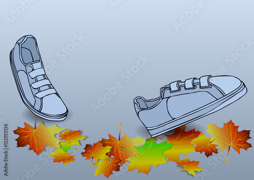boots traveling on autumn leves