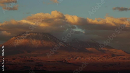 Licancabur Vulcano at Atacama Desert in Chile. .The volcano dominates the landscape of the Salar (is the largest salt flat in Chile) of Atacama area.