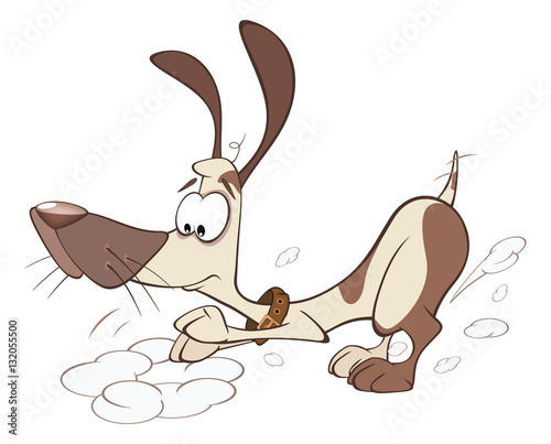  Illustration of a Cute Hunting Dog. Cartoon Character