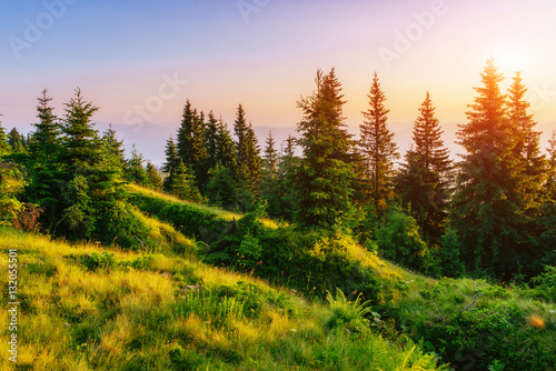 Fantastic sunset in the mountains of Ukraine.