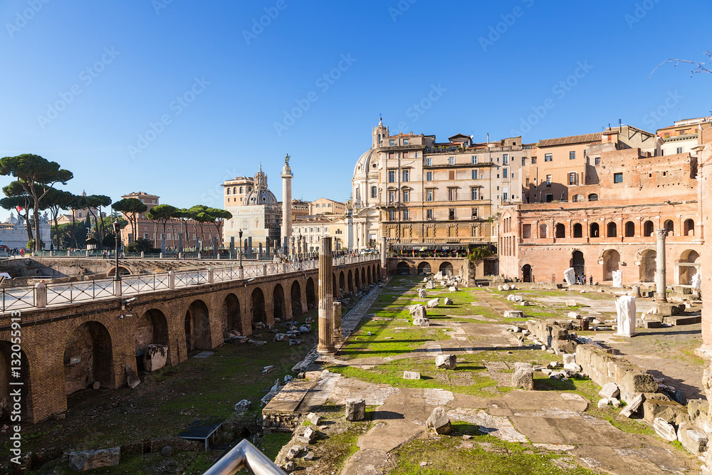 Rome, Italy. Market and Ruins of Trajan's Forum, 106 - 113 AD