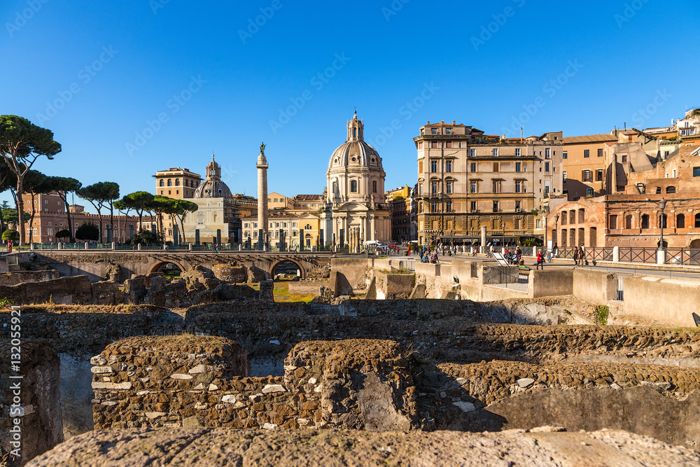 Rome, Italy. The ruins of Trajan's Forum