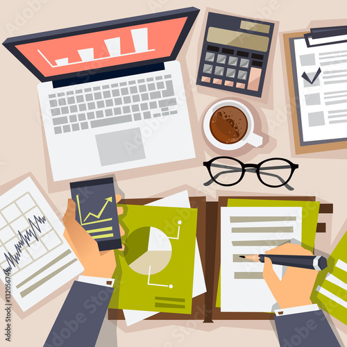 business analytics. research business strategy.flat vector illustration