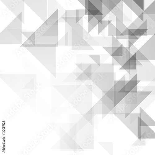 An abstract geometric background featuring overlapping monochrome triangles in shades of gray and white, creating a modern and dynamic pattern.
