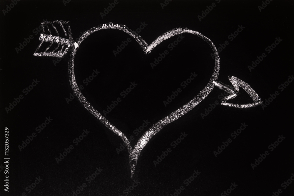 heart pierced by an arrow on the blackboard heart pierced by an arrow on the blackboard