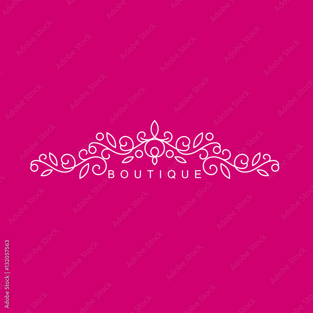 Simple and graceful floral monogram design template, Elegant lineart logo , vector illustration. Logo for boutique, salon, cosmetic