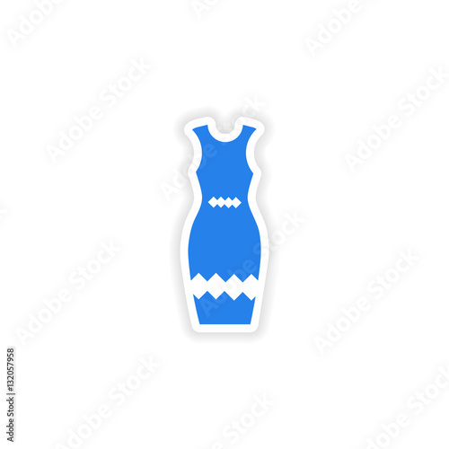 concept stylish paper sticker on white background dress photo