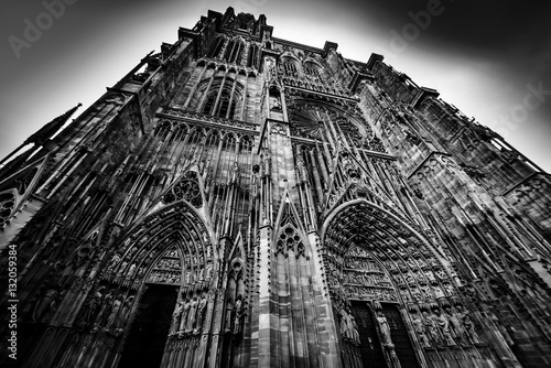 Strasbourg cathedral black and white view