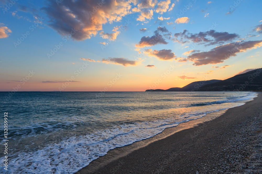 Fototapeta premium Summer sunset beach (Albania).