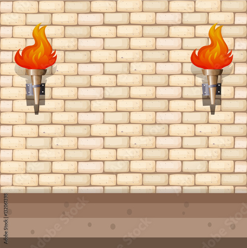 Background design with brick wall and lantern