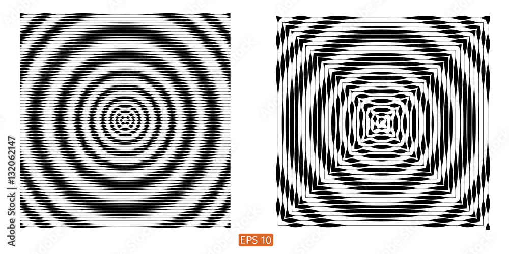 Set Vector halftone background. Concentric circles. Spiral