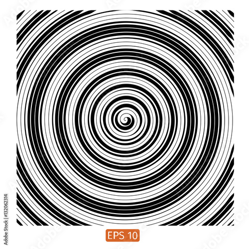 Vector halftone background. Concentric circles. Spiral