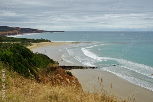 A beach in the Surf Coast Shire near Anglesea on the Great Ocean Road in Victoria, Australia photo