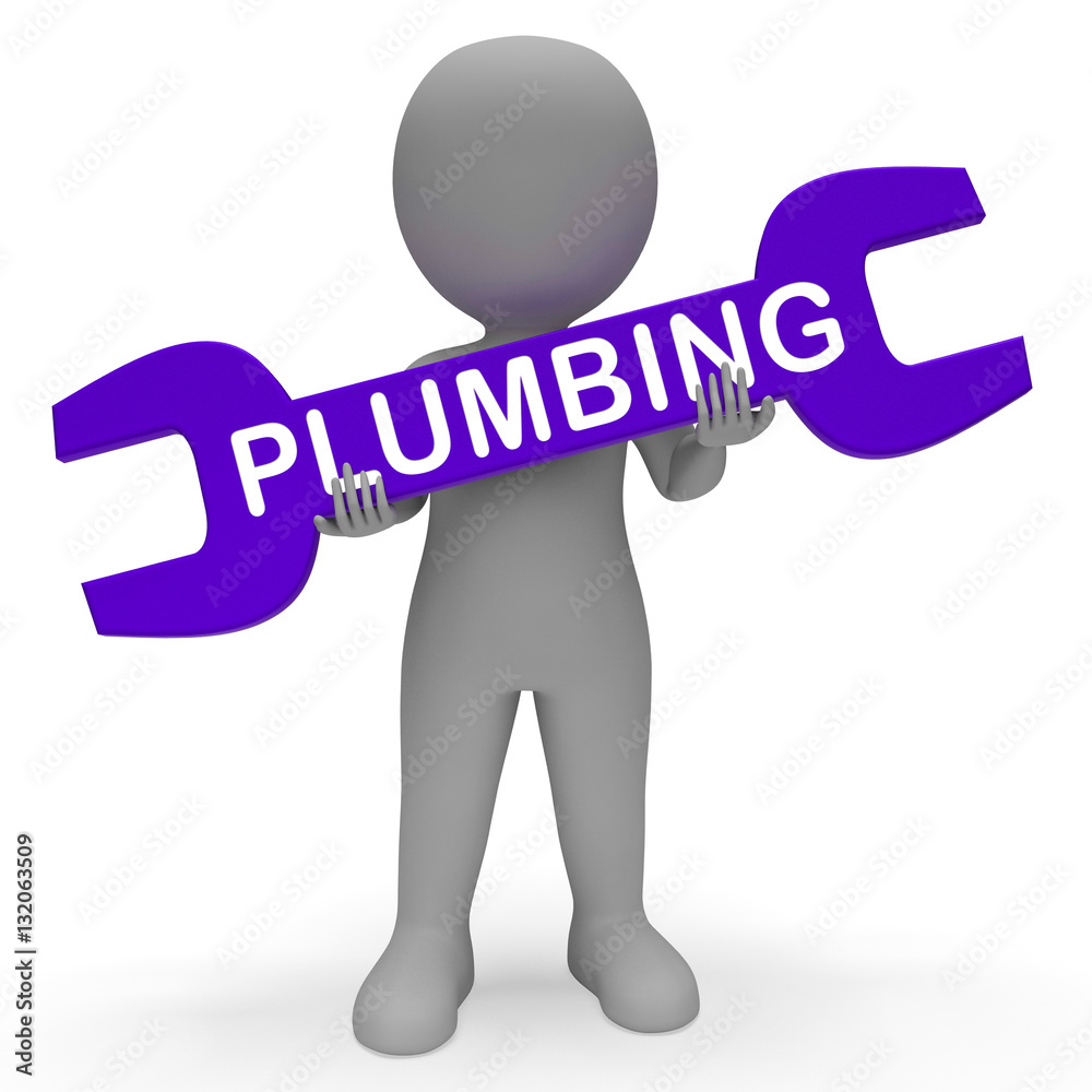 Plumbing Spanner Shows Pipe Fitting 3d Rendering Plumbing Spanner Shows Pipe Fitting 3d Rendering