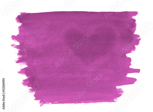 A fragment of a purple watercolor background with the dark silhouette of the heart