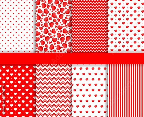 Set of Valentines Day seamless pattern background vector