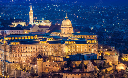 Buda Castle and the Castle District in the Evening, Budapest, Hungary.