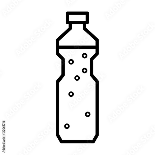 Plastic bottle with drinking water or other liquid. Flat linear vector icon