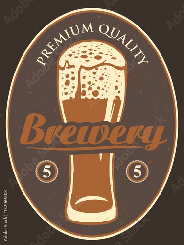 label for the brewery with a beer glass