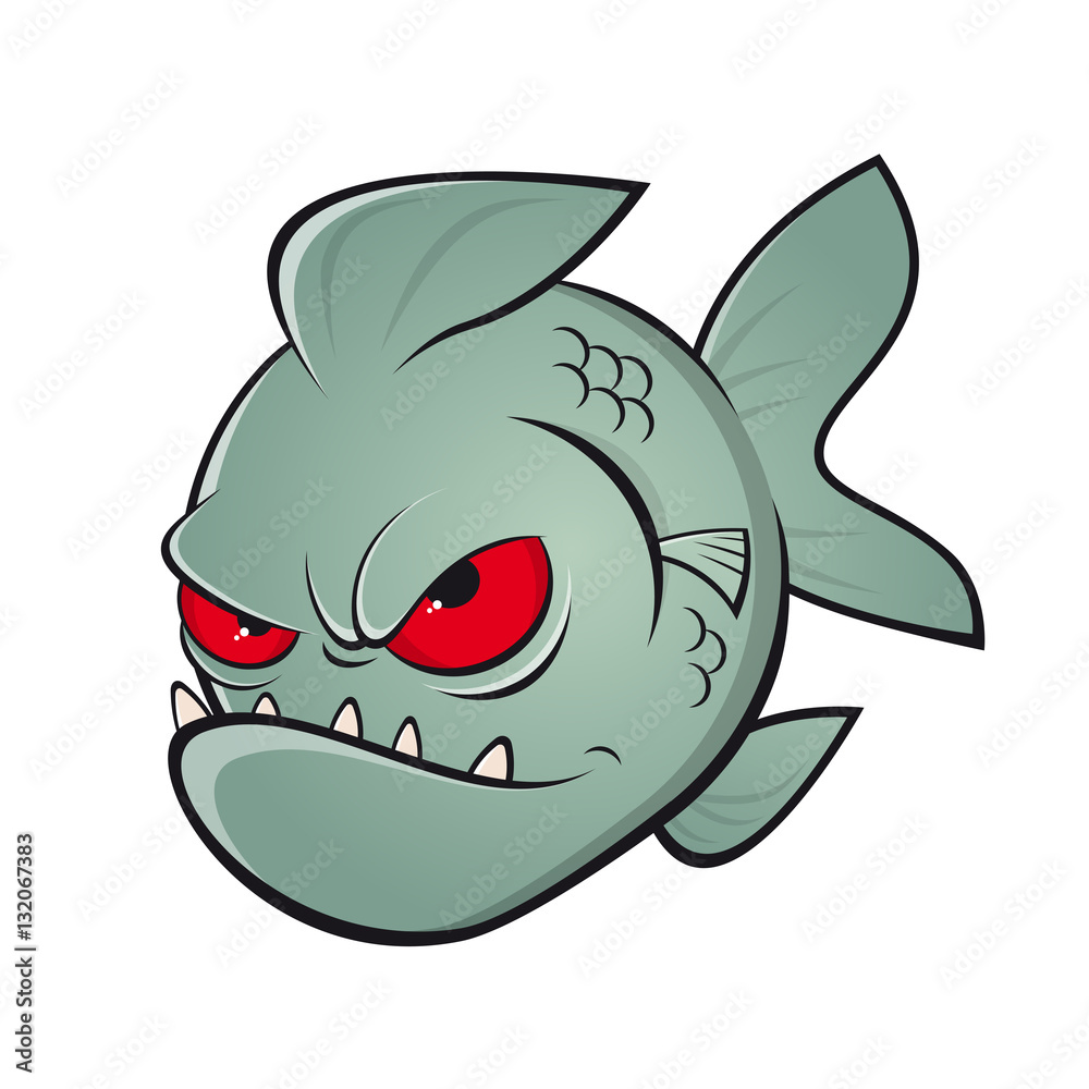 Fototapeta premium angry cartoon piranha