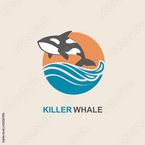 symbol of killer whale and sea wave