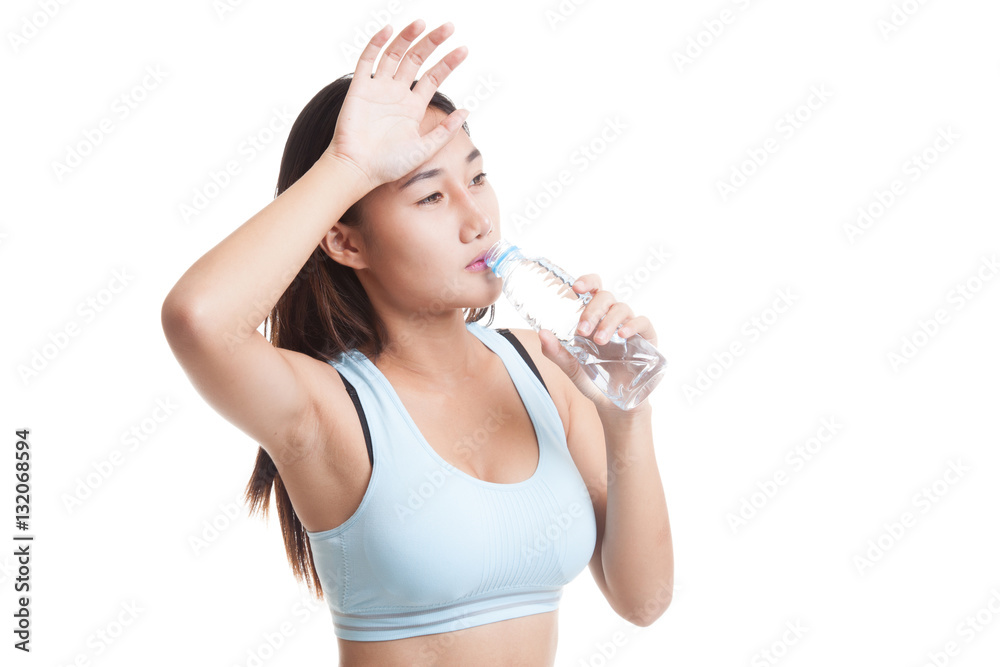 Beautiful Asian healthy girl with bottle of drinking water. Beautiful Asian healthy girl with bottle of drinking water.