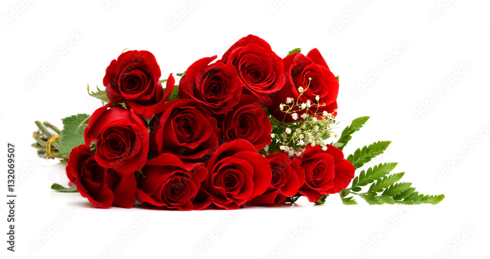 Obraz premium red rose bouquet isolated on white background