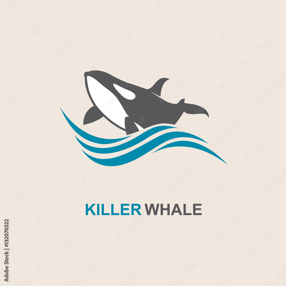 Fototapeta premium symbol of killer whale and sea wave