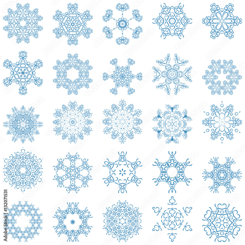Set of blue vector snowflakes Set of blue vector snowflakes