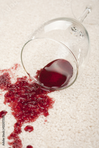 Spilled Red Wine and Glass on Carpet Insurance Claim Accident