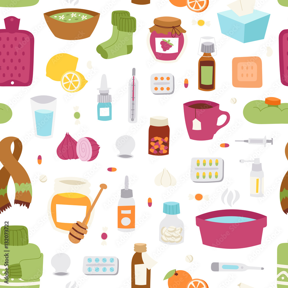 Flu influenza seamless pattern vector. Flu influenza seamless pattern vector.