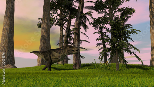 Fotografía 3d illustration of the tyrannosaurus hunting